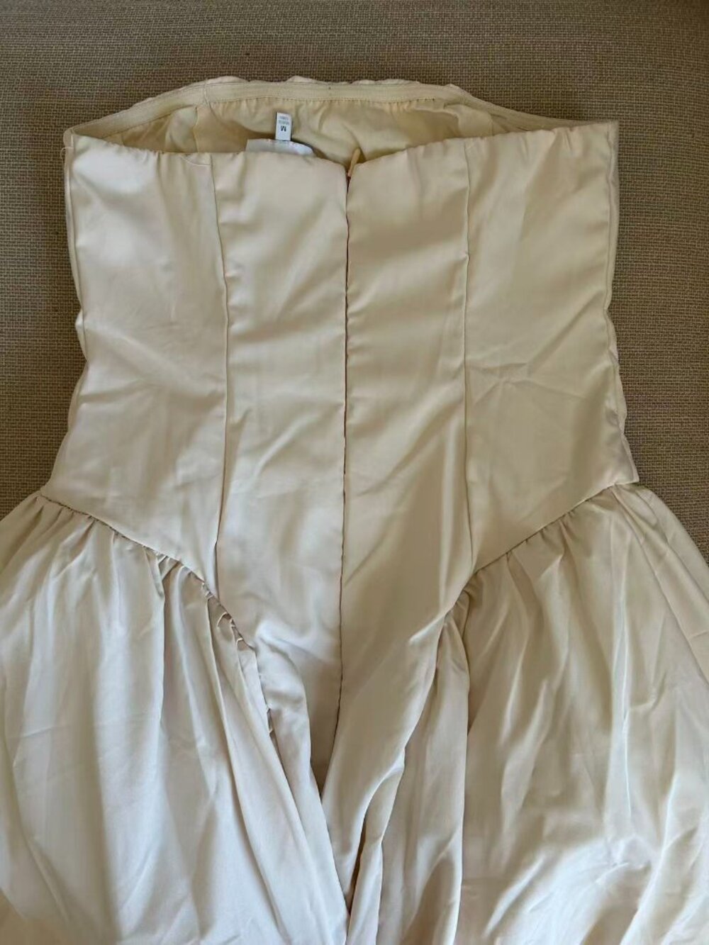 ✨ SALE EUC Mable Midi Strapless Dress Medium Almond Cream Party - Picture 9 of 10